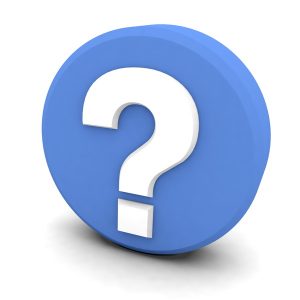 white question mark on blue background icon